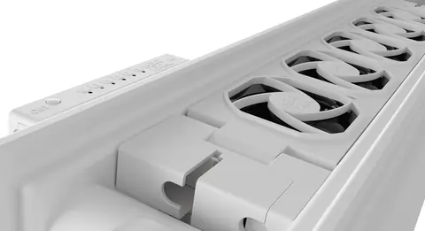 Radiatorventilator met sensor boven op radiator